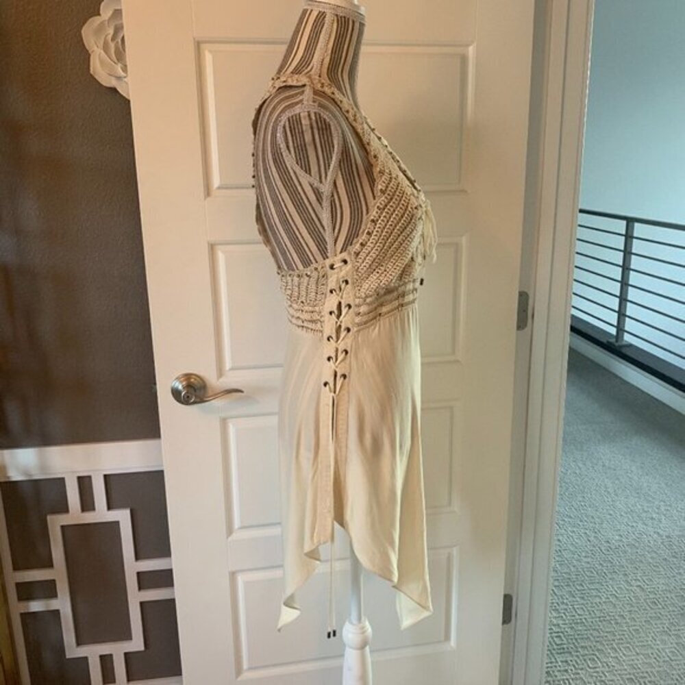 Haute Hippie Crochet Halter Lace-Up Dress - Picture 5 of 10